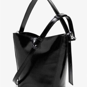 Zara Glossy Black Crossbody Bag
